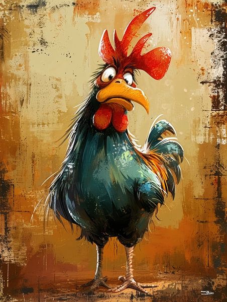 abstract farm rooster / hen by Gelissen Artworks