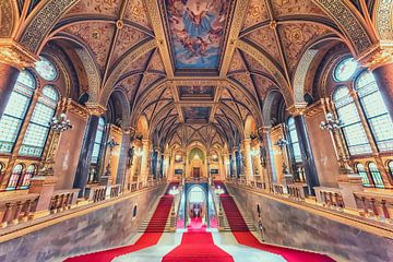 The lobby of the Hungarian Parliament by Manjik Pictures