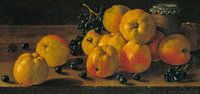 Stilleven met appels, druiven en een potje jam, Luis Eugenio Meléndez van Meesterlijcke Meesters thumbnail