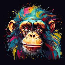 Chimpansee abstract van Wall Wonder