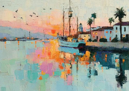 Italian harbour at sunset by Niklas Maximilian