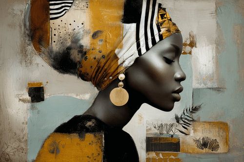 Goldener Rhythmus, modernes und abstraktes Porträt