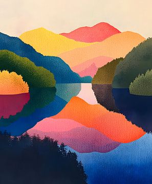 Colourful mountain reflections