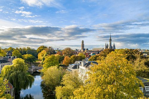 Vue aérienne de la ville de Zwolle lors d'une belle journée d'automne