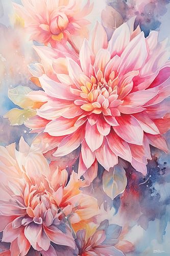 abstract aqaurel van een bloem/bloemen.