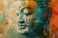 Mystieke abstracte Boeddha in levendige kleuren van Art & Soul Creations thumbnail