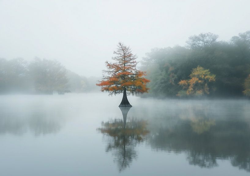 Herbstsymmetrie im See von fernlichtsicht
