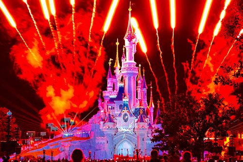 Magical Disney Palace in Paris with fireworks!