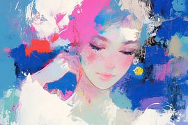 Vrouw met Oorbel | Stijlvolle Vrouw met Kleuren van ARTEO Schilderijen