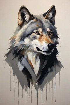 Intensiver Blick eines abstrakten Wolfs von De Muurdecoratie