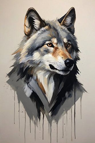 Intense Blik van een Abstracte Wolf