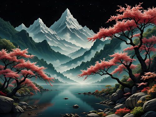 Aziatisch landschap in kleuren