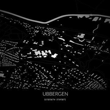 Zwart-witte landkaart van Ubbergen, Gelderland. van Rezona