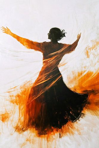 Dansende figuur in abstracte stijl