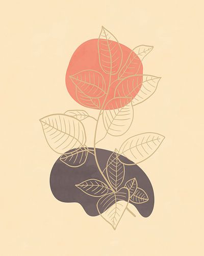 Abstract landschap met een tak met bladeren