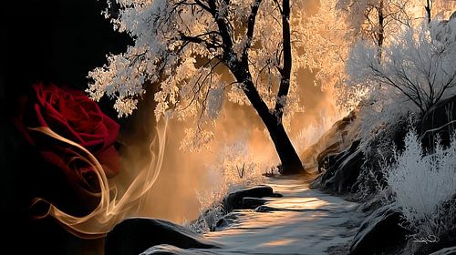 rose en rouge, noir ou or