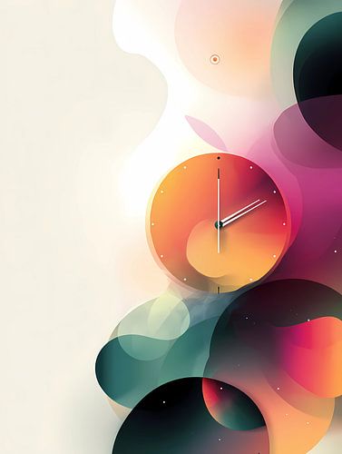 Minimalistische illustratie van een klok die middernacht slaat,