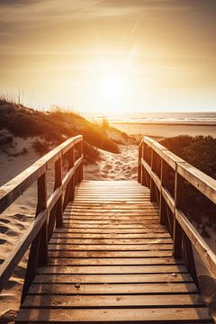 Pont en bois sur la plage de sable sur drdigitaldesign