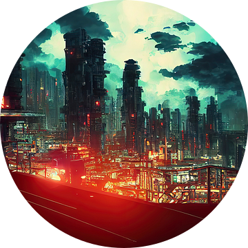 Een stadsgezicht van Neo Megacity van Josh Dreams Sci-Fi