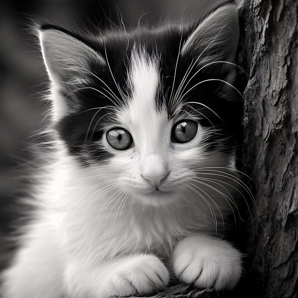 Black and white domestic cat portrait art photography by Thilo Wagner