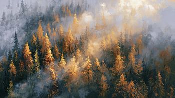 Là où la forêt s'éveille | Paysage impressionniste | Gris doré