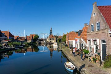 Uitzicht op elfstedenstad Hindeloopen (Friesland, Nederland)