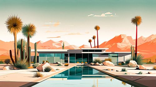 Retro architecture house in Arizona desert