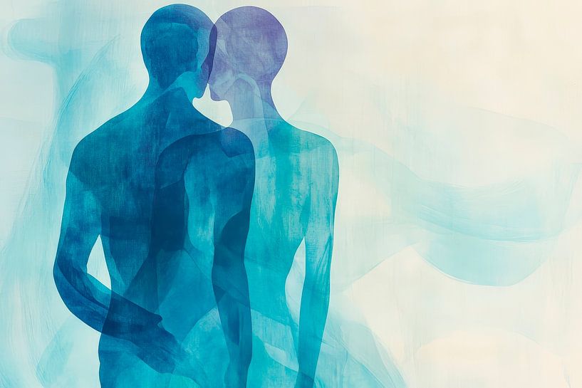 Delicate embrace in blue and purple by Poster Art Shop