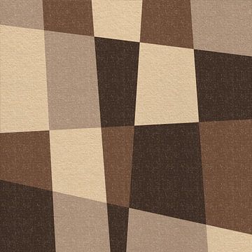 Moderne abstracte geometrische vormen en lijnen in aardetinten. Bruin, beige, wit. van Dina Dankers