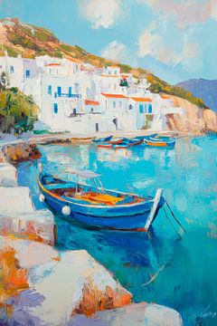 Blue boats coast by Poster Art Shop