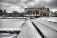 Snow on the pool and pavilion
