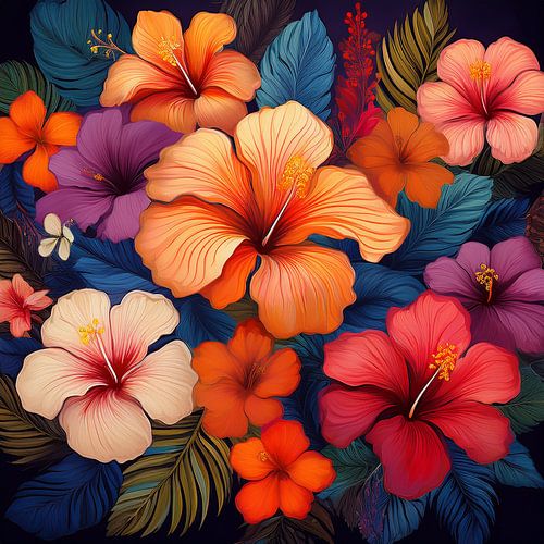 Hibiscus bloemen in verschillende kleuren