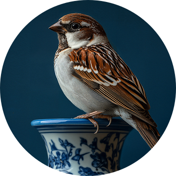 Mus op Delfts Blauw van Bianca ter Riet