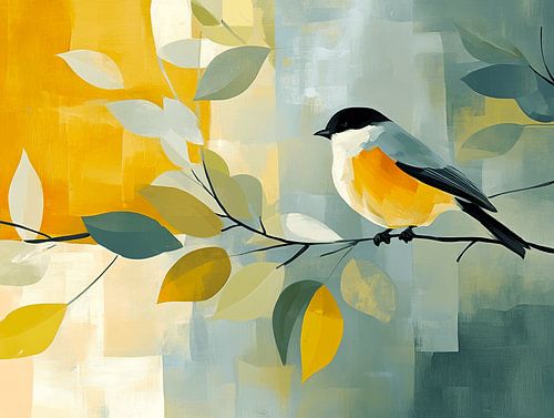 Abstract Great tit on a Branch