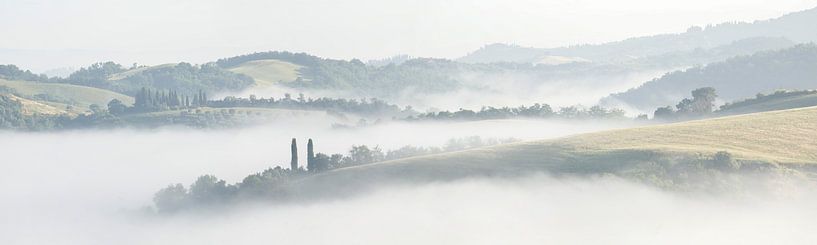 Die toskanische Landschaft lichtet den Morgendunst von Lex van den Bosch