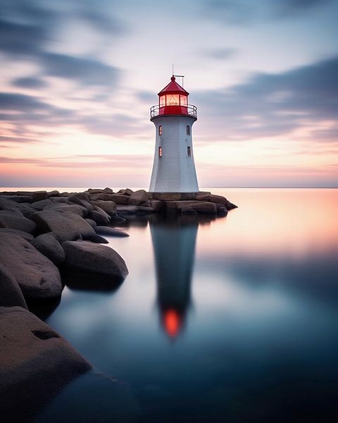 Leuchtturm zum Sonnenuntergang von fernlichtsicht