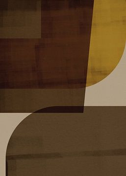 Moderne abstracte vormen in bruin, oker en beige. van Dina Dankers