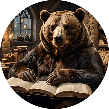 Oude beer leest een boek van Eye on You