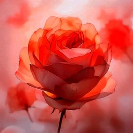 Elegantes Gemälde einer roten Rose von Studio Pieternel