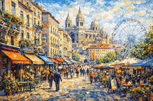 Marseille in Frankrijk schilderij.