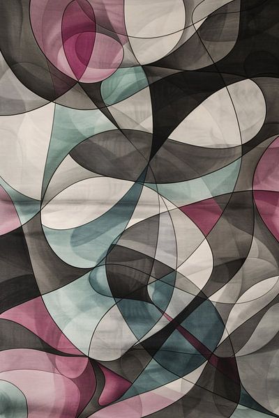Colourful modern abstract art with shapes by Art & Soul Creations