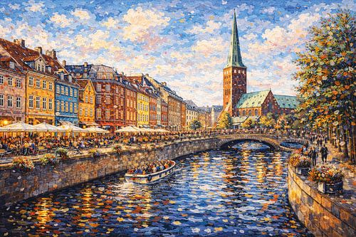 Aarhus in Denemarken, een impressionistisch schilderij.