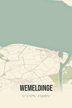 Vintage landkaart van Wemeldinge (Zeeland) van MijnStadsPoster