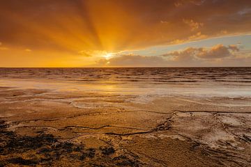 Late sun rays above the Wadden Sea sur Karla Leeftink