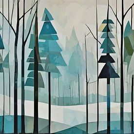 Impression abstraite - forêt d'hiver sur Anna Marie de Klerk