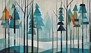 Abstrakte Impression - Winterwald von Anna Marie de Klerk