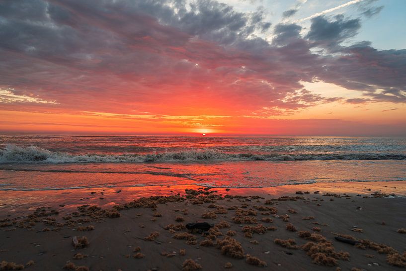 Noordwijk - Sunset on the beach with low perspective (0034) by Reezyard