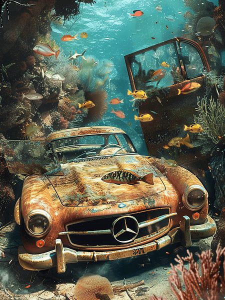 Tauchen Mercedes 300 SL Unterwasser Korallen Fische von gm_designs