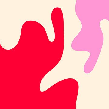 Abstracte moderne vormen rood, roze en crème