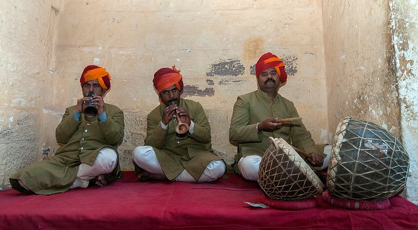 India: Muzikant in Fort Mehrangarh (Jodhpur) by Maarten Verhees